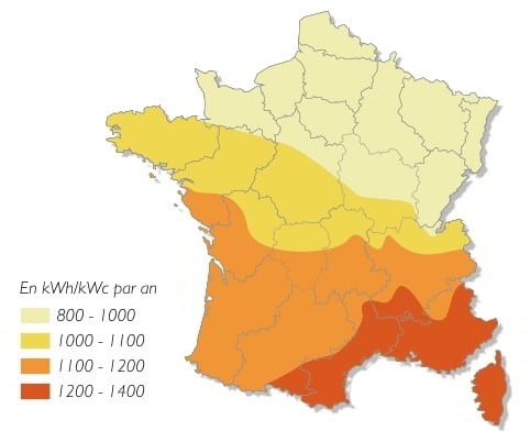 Production en fonction de l'ensoleillement