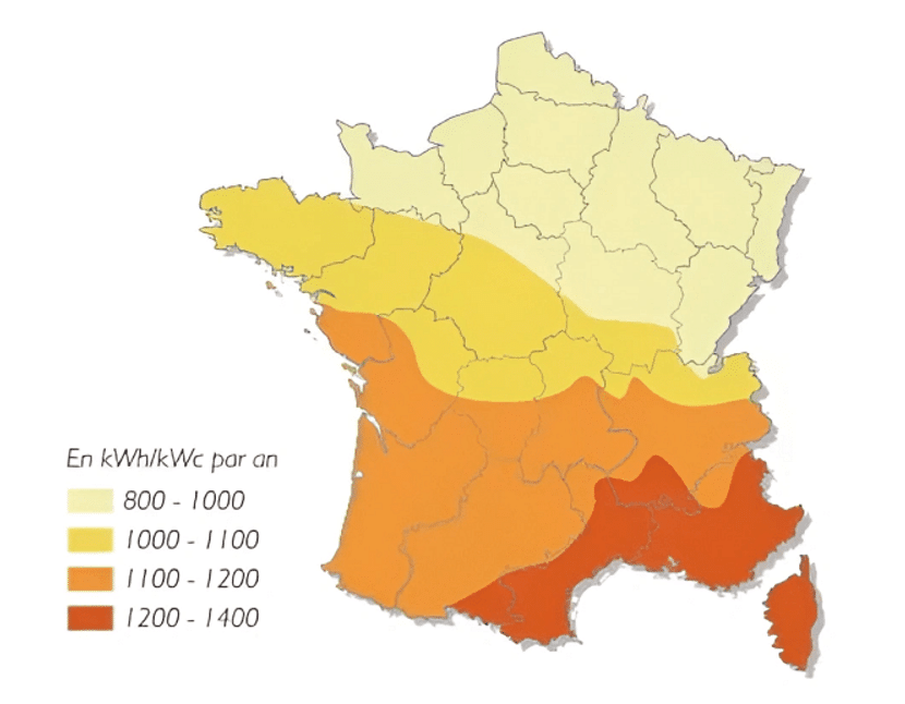 Carte de France de la production photovoltaïque