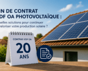 Maison équipée de panneaux solaires avec illustration de fin de contrat EDF OA photovoltaïque après 20 ans